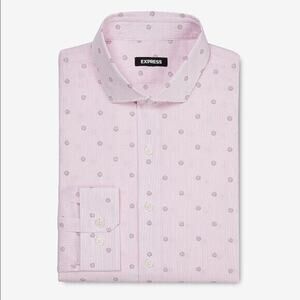 EXPRESS Men’s Button Up Long Sleeve Shirt Size Large Pink Pinstripe 16-16.5